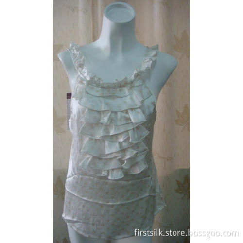 Silk Satin Ruffle Top
